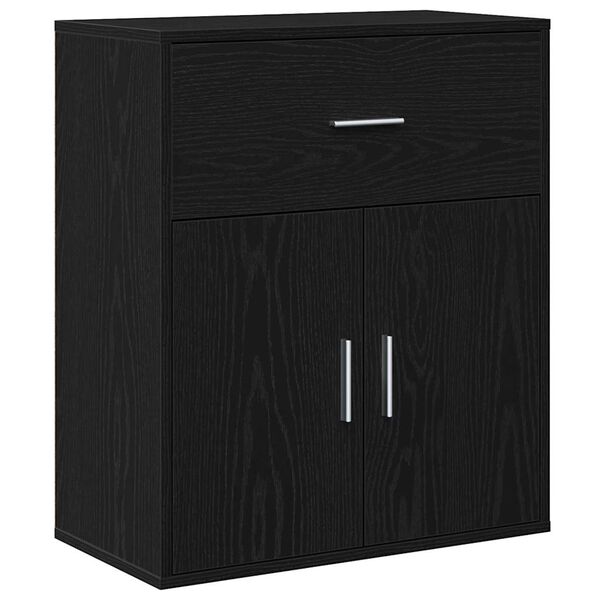vidaXL Sideboard med skuffe Sort eg 60 x 31 x 70 cm Konstrueret tr&aelig;