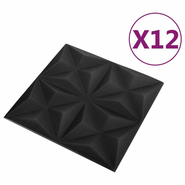 vidaXL V&aelig;gpaneler 12 pcs Origami Sort 50 x 50 cm XPS Skum
