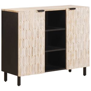 vidaXL Sideboard Hvid Vask Finish 90 x 33 x 75 cm Massivt mangotr&aelig;