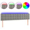 vidaXL sengegavl med LED-lys 200x5x78/88 cm fl&oslash;jl lysegr&aring;
