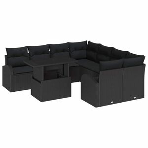 vidaXL Havesofa S&aelig;t 9 stk. Sort Poly Rattan