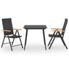 vidaXL spisebordss&aelig;t til haven 3 dele sort og brun