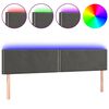 vidaXL sengegavl med LED-lys 160x5x78/88 cm velour m&oslash;rkegr&aring;