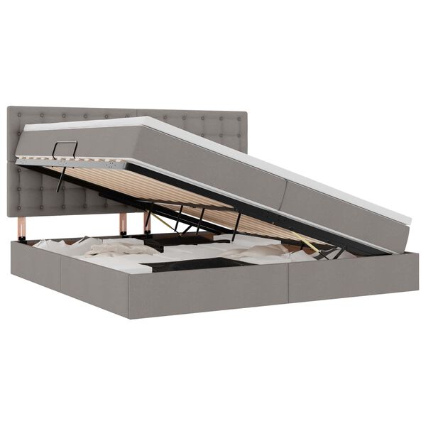 vidaXL Seng med opbevaring og LED Gr&aring;brun 200 x 200 cm Polyester