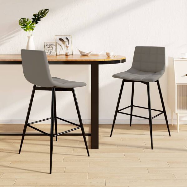 vidaXL barstole 2 stk. fl&oslash;jl lysegr&aring;