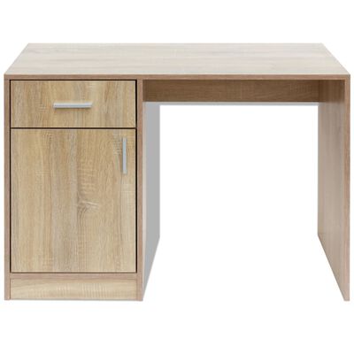 vidaXL skrivebord med skuffe og skab 100x40x73 cm egetræsfarvet