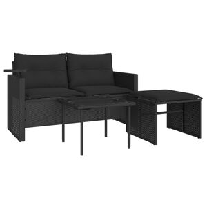 vidaXL sofas&aelig;t til haven 3 dele med hynder polyrattan sort