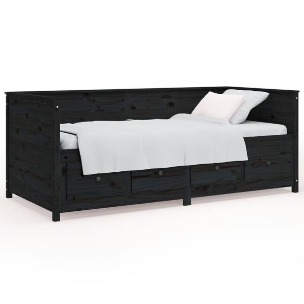 vidaXL daybed 75x190 cm massivt fyrretr&aelig; sort