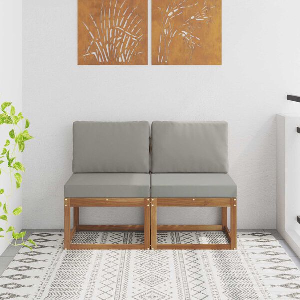 vidaXL 2 Stk Udend&oslash;rs Mellem Sofa Massivt Akacietr&aelig; Naturfarvet