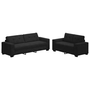 vidaXL 2-delt sofas&aelig;t med hynder sort fl&oslash;jl