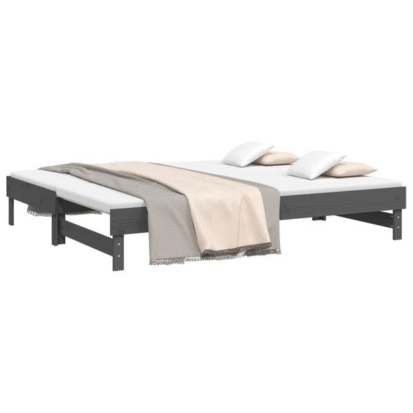 vidaXL daybed med udtræk 2x(90x200) cm massivt fyrretræ grå