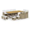 vidaXL spisebordss&aelig;t til haven 13 dele med hynder polyrattan beige