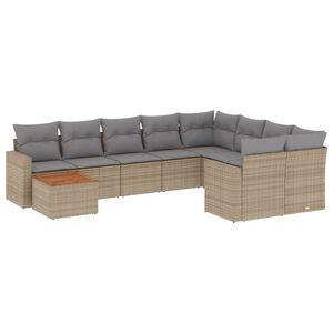 vidaXL sofas&aelig;t til haven 10 dele med hynder polyrattan beige