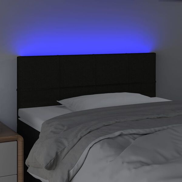 vidaXL sengegavl med LED-lys 100x5x78/88 cm stof sort