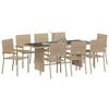 vidaXL Have Spisebordss&aelig;t 9 pcs Beige polyrattan