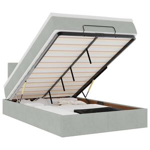 vidaXL osmannisk sengeramme med madras 120x200 cm fl&oslash;jl lysegr&aring;