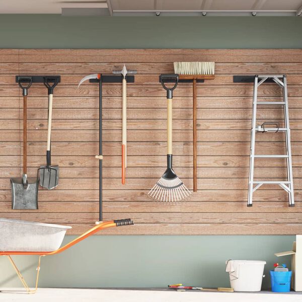 vidaXL opbevaringsstativer 4 stk. til haveredskaber v&aelig;gh&aelig;ngt st&aring;l sort