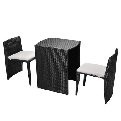 vidaXL udendørs spisebordsæt i 5 dele polyrattan sort