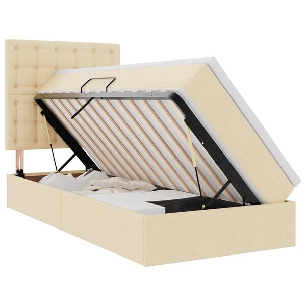 vidaXL Seng med opbevaring og madras Creme 100 x 200 cm Polyester
