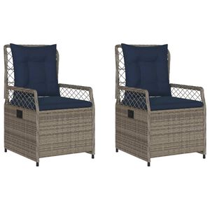 vidaXL havestole med hvilestol 2 stk. gr&aring; polyrattan