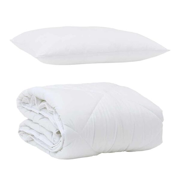 vidaXL Årsdækkende Dyne med pude 2 pcs Hvid Microfiber