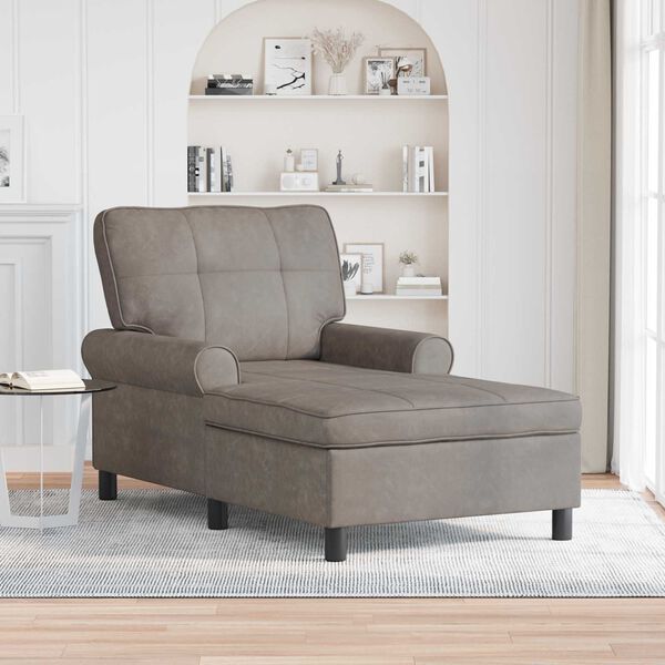 vidaXL Chaise Lounge med pude Gr&aring; 91 x 157 x 91 cm Faux l&aelig;der