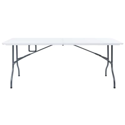 vidaXL foldbart havebord med 2 bænke 180 cm stål og HDPE hvid