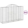 vidaXL buede gabionkurve 13 stk. 200x50x120/140 cm galvaniseret jern
