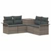 vidaXL Sofa S&aelig;t 5 stk. Gr&aring; og M&oslash;rkegr&aring; Poly Rattan og St&aring;l