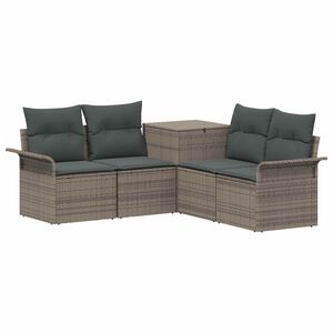 vidaXL Sofa S&aelig;t 5 stk. Gr&aring; og M&oslash;rkegr&aring; Poly Rattan og St&aring;l