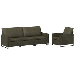 vidaXL Sofa S&aelig;t 2 pcs Army Gr&oslash;n Faux suedestof