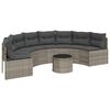 vidaXL havesofa med bord og hynder halvrund polyrattan gr&aring;