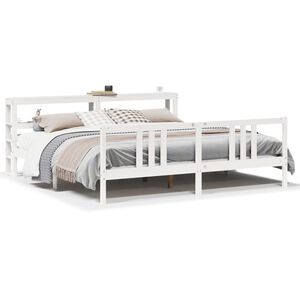 vidaXL Sengeramme med hovedg&aelig;rde uden madras Hvid 200x200 cm