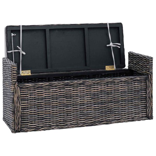 vidaXL Opbevaringsb&aelig;nk med pude Sorte vask 110 x 40 x 50 cm Rattan