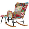 vidaXL gyngestol med fodskammel patchwork kanvas flerfarvet