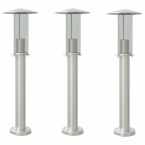 vidaXL udend&oslash;rs standerlamper 3 stk. 60 cm rustfrit st&aring;l s&oslash;lvfarvet