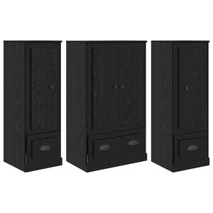 vidaXL Highboard med skuffe 3 pcs Sort eg Konstrueret tr&aelig;