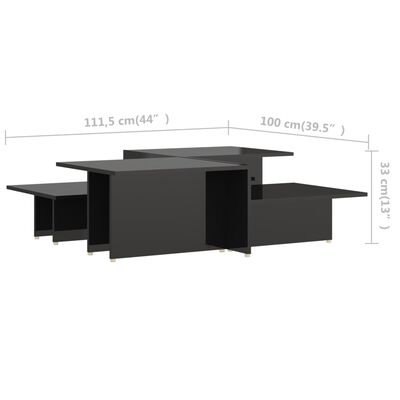 vidaXL sofabord 2 stk. 111,5x50x33 cm konstrueret træ sort højglans