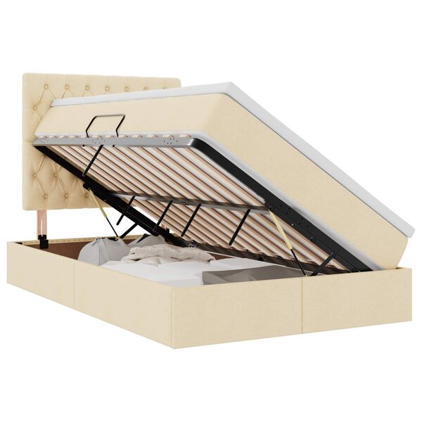 vidaXL Seng med opbevaring og LED Creme 120 x 200 cm Polyester