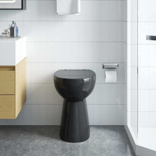 vidaXL kantfrit toilet 7 cm ekstra h&oslash;jde soft close keramik sort