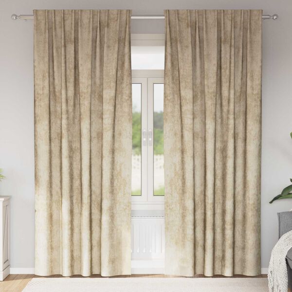 vidaXL Velour Gardiner med gardiner 2 pcs Creme 245 x 140 cm Fl&oslash;jl