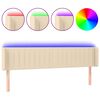 vidaXL sengegavl med LED-lys 203x16x78/88 cm stof cremefarvet