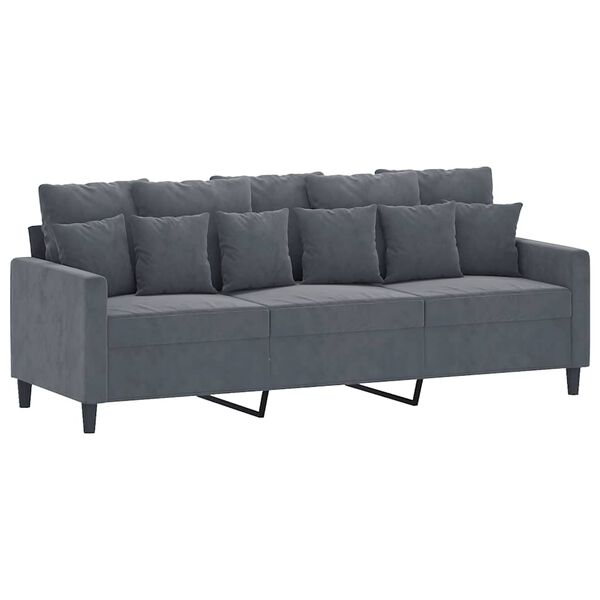 vidaXL 3-personers sofa 180 cm fl&oslash;jl m&oslash;rkegr&aring;