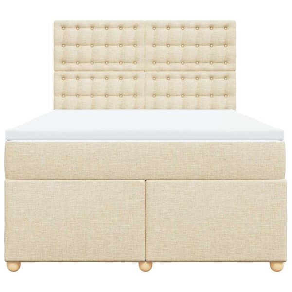 vidaXL kontinentalseng med madras 140x190 cm stof cremefarvet