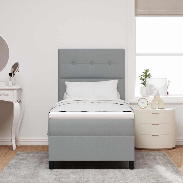 vidaXL Box spring seng med madras Lysegr&aring; 80 x 200 cm Stof