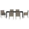 vidaXL Have Spisebordss&aelig;t med pude 7 pcs Gr&aring; polyrattan