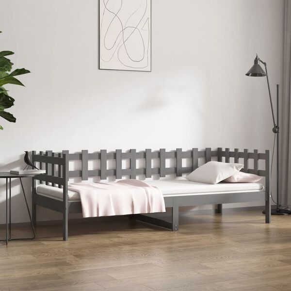 vidaXL daybed 90x200 cm massivt fyrretræ grå