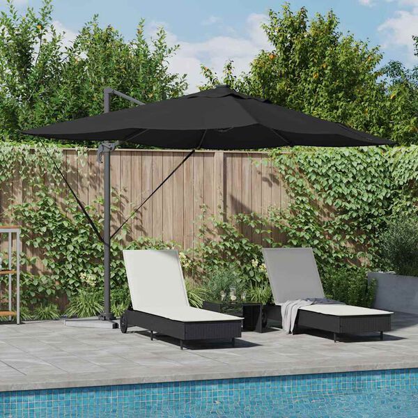 vidaXL Parasol med l&aring;s Sort 352 x 251 x 265 cm Polyester og Aluminium