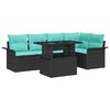 vidaXL Havesofa S&aelig;t med pude 6 pcs Sort Poly rattan