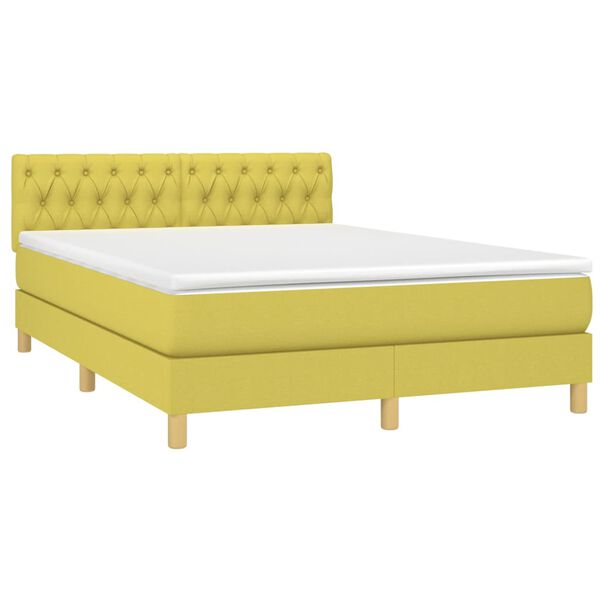 vidaXL kontinentalseng med LED-lys 140x200 cm stof gr&oslash;n